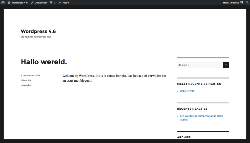 WordPress 4.6 default thema