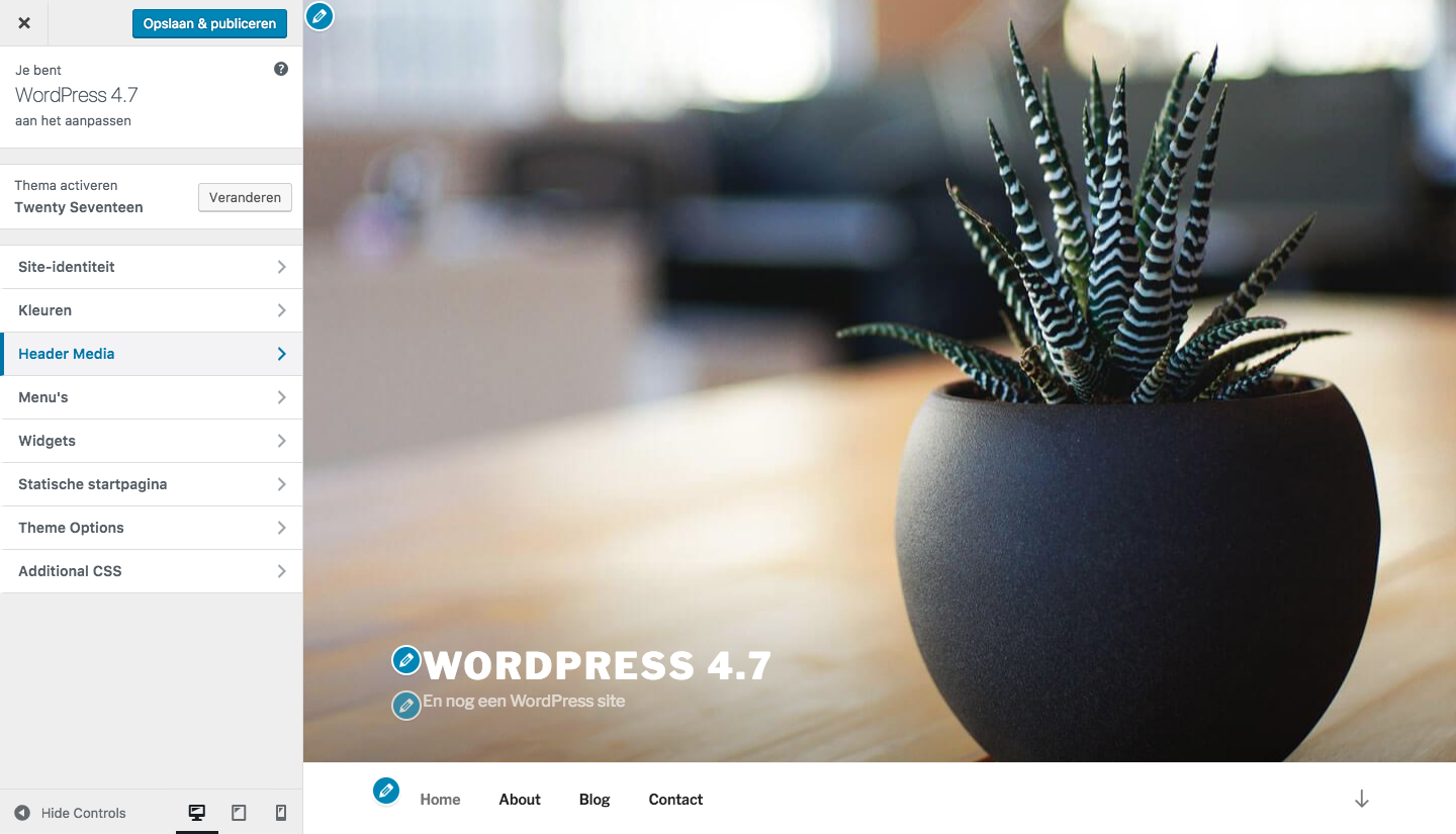 WordPress 4.7 Customizer