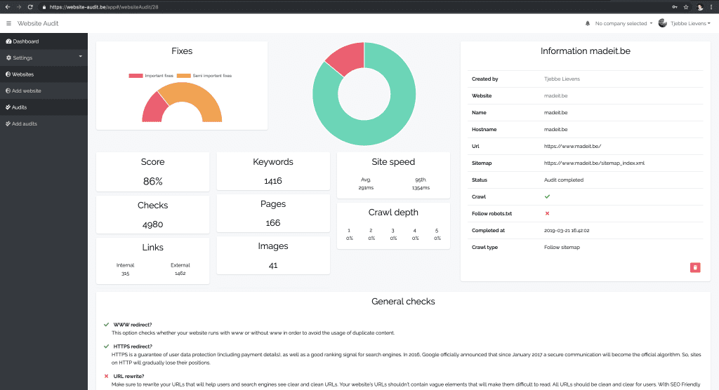 website audit resultaat