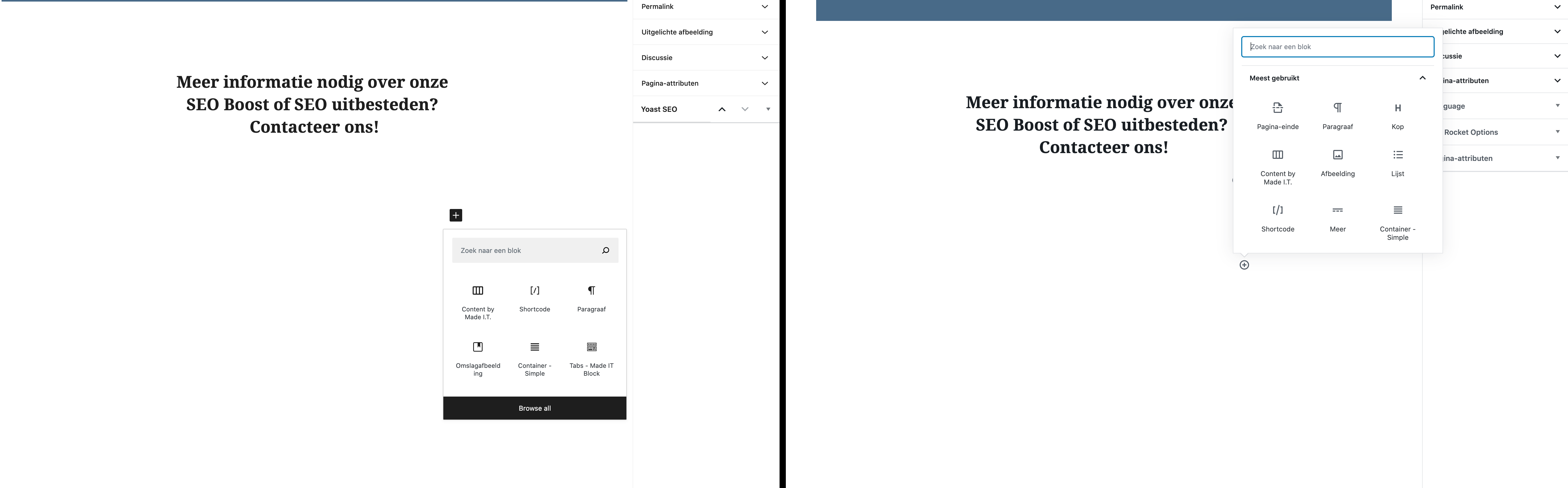 WordPress 5.5 vs 5.4 - Verschil toevoegen blokken