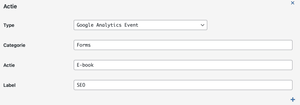 Forms plugin - Tracking instellingen