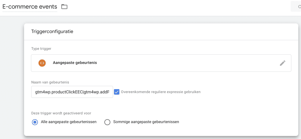 Tag Manager Trigger aanmaken