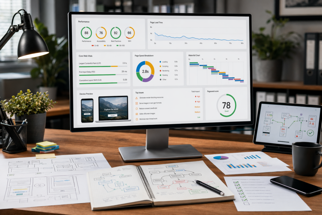 Website optimaliseren met technische analyse van SEO, snelheid en conversie op een bestaande website